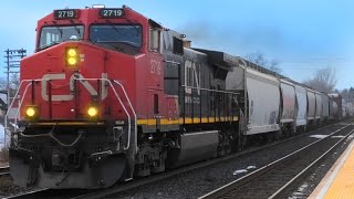 [4K] [Double C44-9Ws!] IC 2719 and IC 2718 at the VIA Station in Brockville