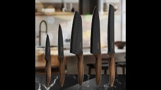 Hecef 5PCS Kitchen Knife Set Ultra Sharp Chef Cooking Knives with Blade Covers #fyp #chef #knife