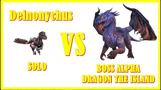 ARK Official PVE: Solo Boss Alpha Dragon with 1 Deinonychus | The Island