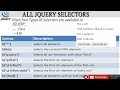 jquery selectors || all jquery selector || jquery attribute selector || jquery id selector