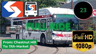 ONBOARD SEPTA'S 2024 New Flyer XHE40 #703 on rt 23 to 11th-Market [FULL RIDE] [2025]