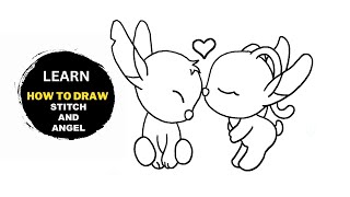 How To Draw Angel And Stitch Easy | Stitch And Angel Drawing Easy