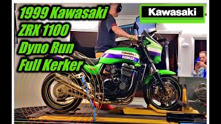 1999 Kawasaki ZRX 1100 on the dyno at the Ace Cafe Orlando with full Kerker exhaust system