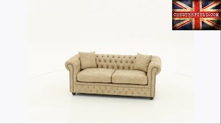 Chesterfield Brighton 3 zitsbank, zand kleur softleer \