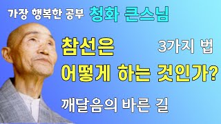 참선은 어떻게 하는 것인가? 3가지 법. 청화스님 법문 깨달음의 바른 길