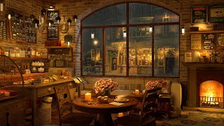 Rainy Jazz Cafe - Smooth Piano Jazz Music in 8K Cozy Coffee Shop for Relaxing, Studying and Working