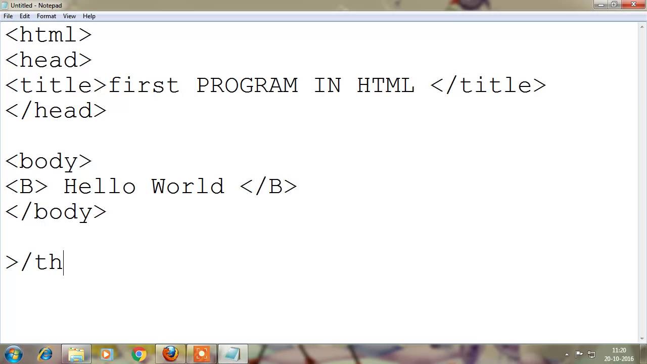 Html Practical Hello World Program Youtube