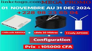 PROMO WIFI ZONE MIKROTIK RB951Ui antenne CUDY AP1300 et CABLE RESEAU PLUS CONFIGURATION