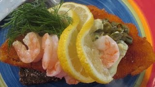 Smørrebrød Fiskfilet med remoulade - Fillets of Perch or Plaice (Flounder) Open Sandwich