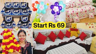 Meesho Home decor Haul Sofa cover/ cushion cover and party decoration items