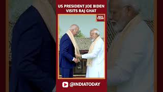 US President Joe Biden Arrives At Rajghat To Pay Tribute To Mahatma Gandhi