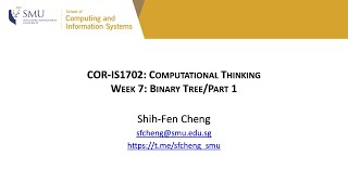 [COR-IS1702] Week 7: Binary Tree (Part 1)