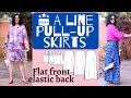 CUTE pull-up SKIRTS. Sewing DREAMS! Easy does it (Pattern Emporium) CLEVER flat front /elastic back