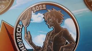 ワンピース　ONE PIECE  EVANGELION PROOF COIN SET 当選できました。コインのカラー印刷技術、素晴らしいです。当初予定より5000枚多く発行されています。プルーフセット