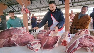 🇲🇦جزاء تاني في سوق الأسبوعي جمعة كيسر نقدم لكم أتمنة اللحوم حمراء تاريخ تصوير 17/1/2025