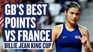GB’s Best Points vs France | Billie Jean King Cup 2024 | Boulter & Raducanu Tennis Highlights | LTA