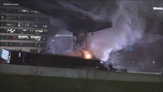 I-75 southbound ramp shut down after fiery crash | Atlanta traffic update