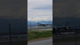 Korean Air Cargo 747 Takeoff Anchorage Airport to Incheon Planespotting Alaska #대한항공