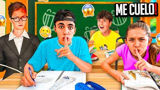 ME CUELO en CLASE de mi HIJA y mi HERMANO y LES AYUDO A COPIAR! **Examen Final!**