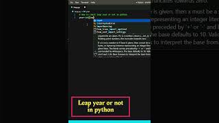 Python program to check leap year or not || #shorts #python #pythonprogramming #coding