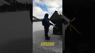 Setting up frabill ice fishing tent. TIMELAPSE. #frabillicefishingtent #icefishing #icefishingtips