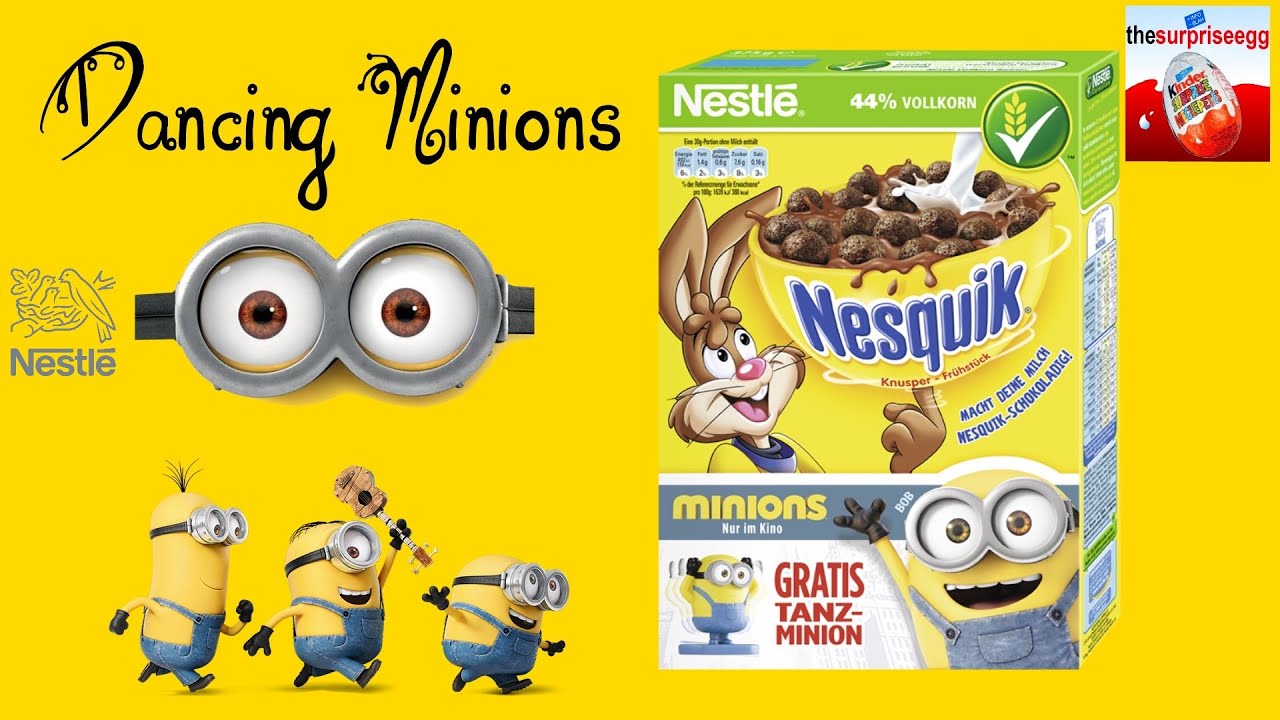 2015 Nestle Cereals Nesquik 3 Dancing Minions Unboxing Movie Toys