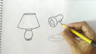How to draw a table lamp easy steps pencil drawing
