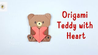 DIY Origami Teddy with heart.