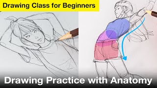 How to Draw Body with Simple Anatomy /Drawing Class for Beginners / Figure Drawing