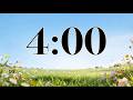 4 Minute Spring Focus Timer 🌼 Calm Piano & Nature Sounds | Classroom Countdown, Study, & Homework