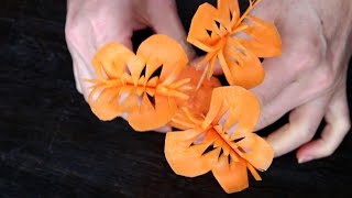 Handmade Carrot Butterfly | Vegetable Carving Garnish | Food Decoration | Party Garnishing