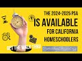 The 2024-2025 PSA is Available for California Homeschoolers: Homeschool Hangout