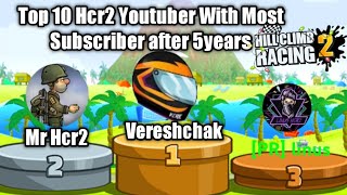 Top 10 hcr2 youtuber with most Subscriber after 5years :- Hill Climb Racing 2