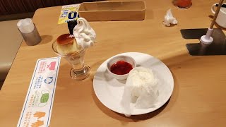 【ゲロペコ030】ガスト府中中河原店 喫茶店のプリン　ソフトクリーム＆ブラウニー 豆乳レアチーズケーキ　いちごソース