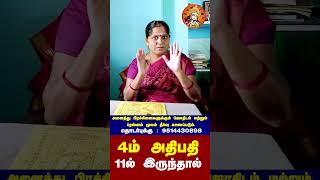 4ம் அதிபதி 11ல் நின்ற பலன் | 4th lord | Astrolakshmi | #shorts