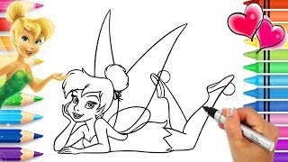 Tinkerbell Disney Fairies Coloring Page with Glitter | Disney's Peter Pan Coloring Book |