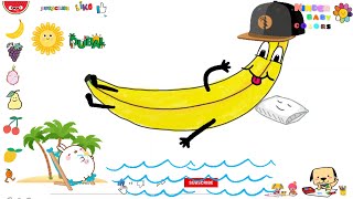 how my child draws funny fruits banana, this video is for children and kids, easy to draw