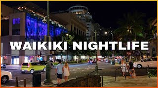 Waikiki Nightlife | Kalakaua Ave | Waikiki Beach | Beautiful Lights, Palm Trees, Fun Street Shows 🌴