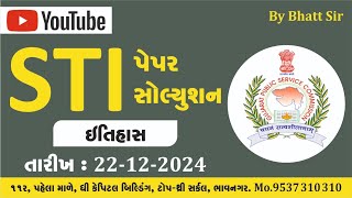 STI PAPER SOLUTION 2024 ( HISTORY ) BY BHATT SIR