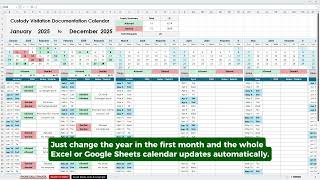 Custody Visitation Calendar Template | Excel & Google Sheets (Track Allowed & Denied Visits) #excel