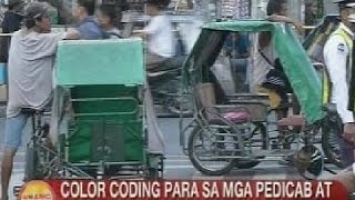 UB: Color coding para sa mga pedicab at tricycle, ipatutupad sa Maynila sa Lunes