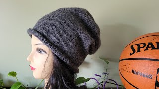 平针也能织出时尚的冷帽，戴上瞬间变小脸  头型饱满有型  How to knit a beanie hat  -  织法简单易懂, 一天就可织好。