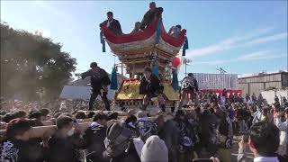 伊予三島秋祭り2023　港記念公園かきくらべ　川原町、具定太鼓台