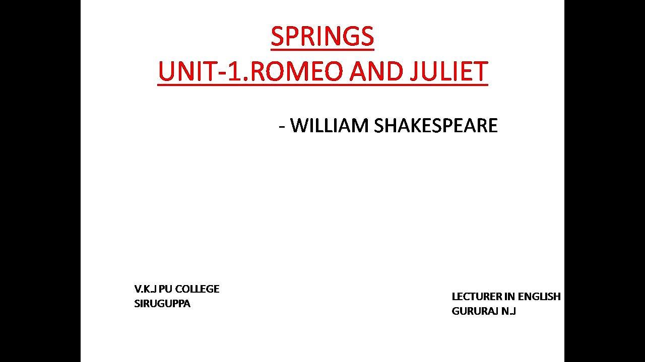 UNIT-1.ROMEO AND JULIET - YouTube