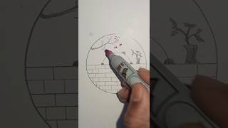 Circle scenery drawing easy #circle #scenery #shorts #youtubeshorts