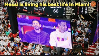 Messi, Luis Suárez, Sergio Busquets and Jordi Alba at the NBA playoffs game!⚽️🏀