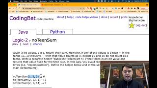 codingBat logic-2 noTeenSum