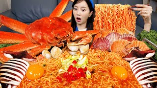 황제라면 !? 대게 🦀 오징어 해물 가득 해물라면 먹방 레시피 FLEX Snow crab Squid Seafood Korean ramyun Mukbang ASMR Ssoyoung