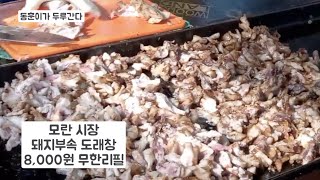 동훈이가 두루간다 (2023년 2월 16일)모란시장 '8,000원 무한리필 돼지부속 도래창'