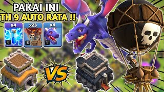 TH 8 VS TH 9 !! BASE APAPUN AUTO RATA !! STRATEGI TH 8 NAGA BALON || Clash Of Clans